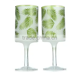 Leaves Glass Candle Holder Set of 2 Pillar Holders thumbnail-1