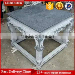 Outdoor Chinese Antique Carved Tea Granite Table thumbnail-1