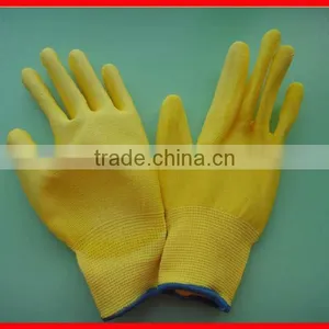 Yellow Polyster PU Work Glove thumbnail-1