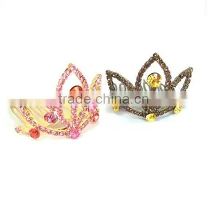 Beautiful Rhinestone Pink Crystal Wedding Colorful Tiara Halo H172-001 thumbnail-1