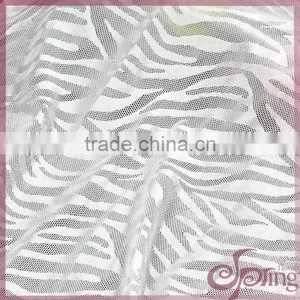 White Zebra Design Shining Soft Elastic Tricot Lace, Fashion Swiss Lace Fabric thumbnail-2