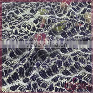 Pink/blue Metallic Tricot Knitting Wholesale African Fancy Lace Fabric for Dress/ Tops thumbnail-5