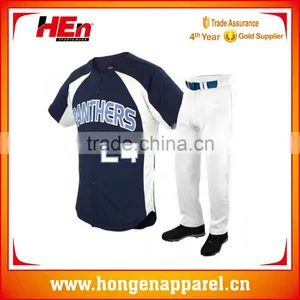 Hongen Apparel Cheap Sale Breathable Coolmax Popular Adult Baseball Jersey thumbnail-1
