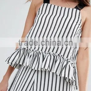 Fashion Stripe Set Crop Top and Panty Style Ith Ruffle thumbnail-4