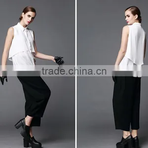 Your Own Design Your Own Label Clothing Garment Customized Sleeveless Chiffon Ladies New Fashion Chiffon Blouse 2016 thumbnail-3
