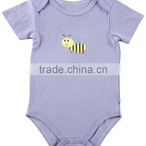Unisex Applique Fox Summer Wear Short Sleeve Blank Pattern Custom Made Infant Cotton Smocked Baby Animal Romper thumbnail-4