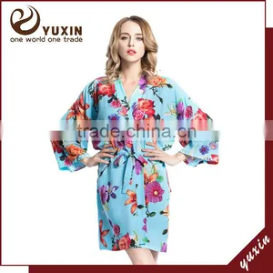 Floral Robes Breathable Long Satin Sleeping Gown Night Dress KL003 thumbnail-1