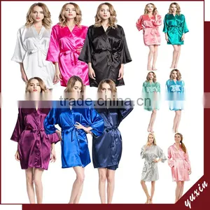 Bridesmaid Robe Kimono Women Robe Gown Bathrobe Silk Satin Robe PL002 thumbnail-2