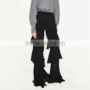 2017 Spring Womens Elegant Fancy Side Zip off Frilled Long Dress Pants thumbnail-4