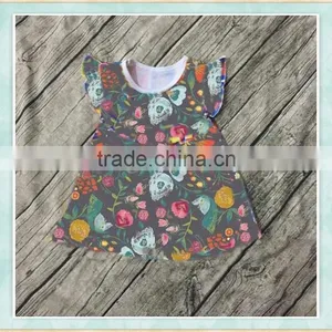 Kids Halloween Costumes Floral Print Flutter Sleeve Fall Hot Kids Dresses New Modle Desgin thumbnail-1