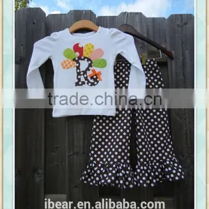 Thanksgiving Day Baby Girl Boutique Clothing Kids Clothing Wholesale 2016 Childrens Fall Boutique Clothing Ruffle Raglan Pants thumbnail-1