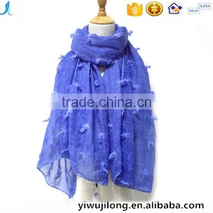 New Fashion Custom Cutting Pattern Plain Dyed Linon Viscose Hijab Scarf in Stock thumbnail-1