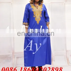Hot Sale African Bazin Riche Styles Women Dresses With Embroidery thumbnail-4