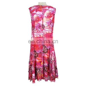 Floral Print Mesh Batik Dress Old Women Wear Guangzhou Designer thumbnail-2