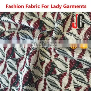 Fabric Importers Recycled Polyester Rayon Spandex T/R Yarn Dyed Jacquard Stretch Knit Fabric thumbnail-1