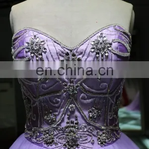 2016 China Supplier Night Purple Wedding Evening Dress Beaded Ball Gown thumbnail-5