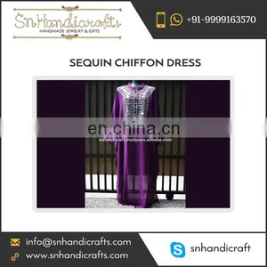 Handmade Sheer Purple Chiffon Kaftan Moroccan Wedding Party Abaya Maxi Sequin Dress thumbnail-1