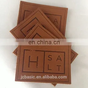 Hot Sell Custom Enamel PU Leather Jeans Metal Label With Press Logo On Leather thumbnail-1