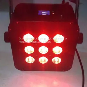Battery Wireless 9PCS RGBWA+UV Flat Led Par,wireless Uplight,disco Light for Sale,American dj Light,battery Par Led Dmx thumbnail-1