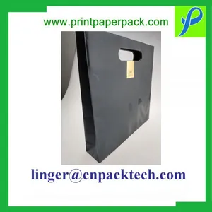 Black Custom Printing Pouch Paper Bag With Spot UV and Hanger Tag thumbnail-2