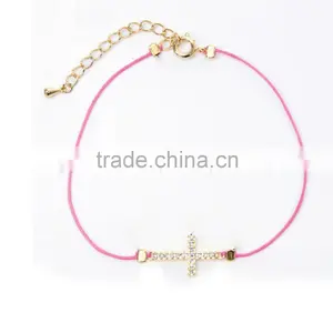 Handmade Purple Wax Cord Woven Bracelet With Diamond Key Charm Bracelet for Girls thumbnail-3