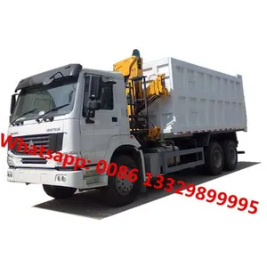 High Quality and Good Price HOWO Brand 6*4 LHD/RHD Dump Tipper Truck With Crane for Sale thumbnail-1