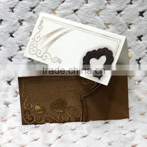 Muslim Wooden Heart-shaped Design Pocket Wedding Invitation Card thumbnail-2