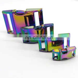 Custom Logo Metal Dog Collar Buckle Rainbow Color 3/4inch Curved Metal Quick Release Buckle thumbnail-1