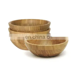 High Quality Factory Wholesale Round Bamboo Wooden Salad Bowl thumbnail-4