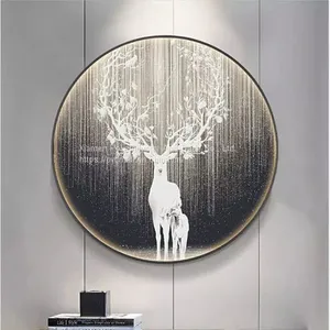 Luxury Home Decoration Printed Abstract Animal Fish Elk Crystal Porcelain Painting thumbnail-2