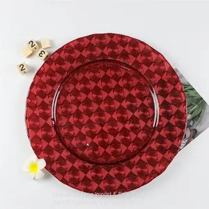13 Inches Red Charger Plate Set Decoration For Wedding And Engagement thumbnail-1