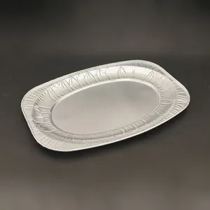 Large Oval Aluminum Foil Pan 355mm Catering Serving Tray for BBQ Roasting Baking and Takeout Use thumbnail-1