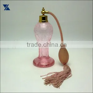 Hand Blown Glass Perfume Bottle, Scent Bottle, Reed Diffuser With Atomizer Sprayer Pink Bulb and Tassel thumbnail-1