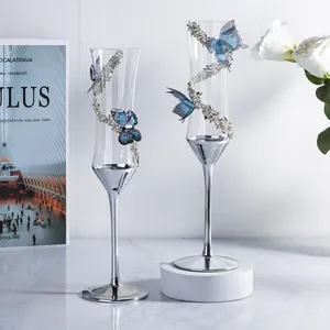 Champagne Wine Glasses With Butterfly for Wedding Dining and Hotel Elegant Crystal Wine Glasses for Celebrations thumbnail-1