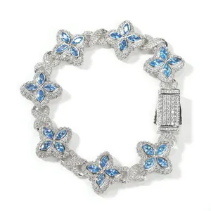 Colorful Flower Zircon Bracelet Multi-Color Crystal Bracelet Floral Inifinity Chain Statement Jewelry For Women Party Gifts thumbnail-3
