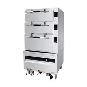 Stainless Steel Smart Energy-saving 3 Doors Gas Seafood Steamer Cabinet DN20 Gas Inlet thumbnail-1