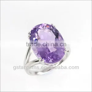 925 Sterling Silver Natural Gemstone Amethyst Rhodium Plated Jewelry CZ Ring Hong Kong Wholesale Semi Precious Stone thumbnail-1