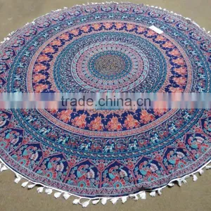 Cotton Round Beach Towel Mandala Turkish Throw Roundies Table Cover thumbnail-6