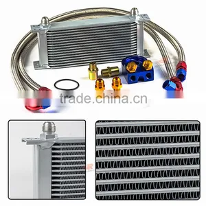 Wholesale Universal Racing Car Row 16 Motorcycle Oil Cooler Kit Silver thumbnail-1