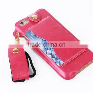 Luxury Metal pu Leather Case With Card Slot for Iphone 6/6s 4.7 Thin Holder Full Back Cover With String for Iphone 6/6s 4.7 thumbnail-2