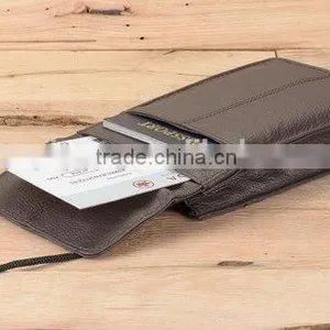 Handmade Genuine Leather Hanging Travel Document Organizer Passport Neck Pouch Quality Choice thumbnail-2