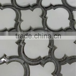 Accurate Water Jet Glass Cutting White Color Tile Flower thumbnail-1