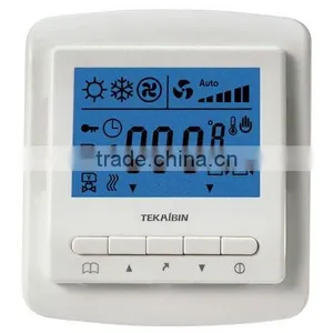TKB50.50L Fan Coil Thermostat( 3A, for Control of a 3-speed Fan& Two On/ off Valve Actuators, 4-pipe Fan Coil, Blue LCD Display) thumbnail-1