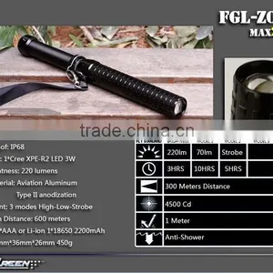 18650 and AAA Battery 3w Xpe R2 Led Zoom Flashlight thumbnail-3