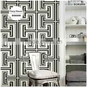 2016 Printed Pvc Coated Wallpaper, Black Modern Geographic Wall Decal for Designer , Creative Wall Paper Warehouse thumbnail-1