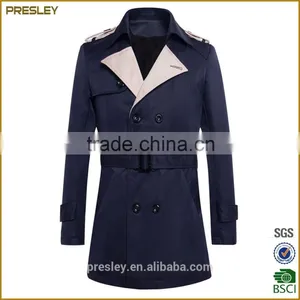 2016 New Arrival Factory Price Winter Men Breasted Wind Coat Man With Belt thumbnail-1