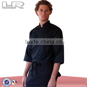 LR Black Basic 3/4 Sleeve Chef Shirt thumbnail-1