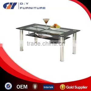2 Shelf Coffee Table With Black and Clear Glass Quality Choice thumbnail-1