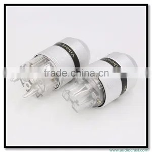 OEM/ODM Viborg Audio Aluminum Silver Plated Schuko European Power Plug Male EU Connector+IEC Female Connector thumbnail-6