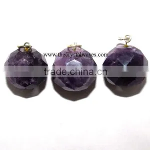 Amethyst Round Square Cut Pendant thumbnail-1